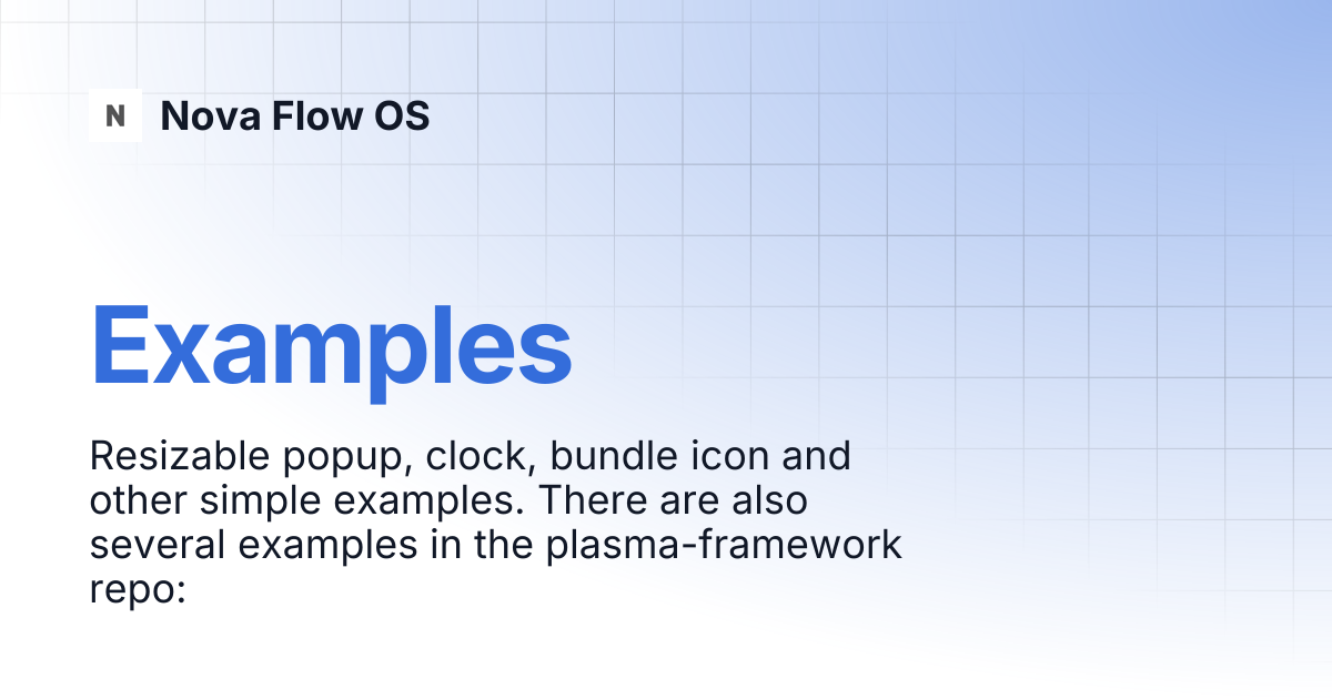 Examples | KDE Developer Platform | Nova Flow OS
