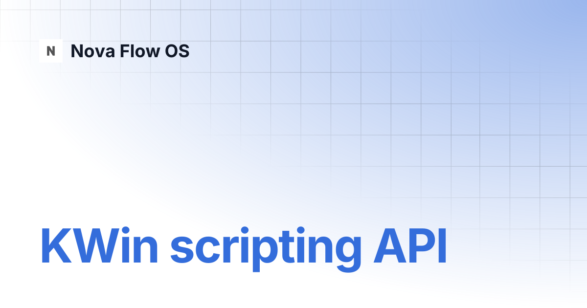 KWin scripting API | KDE Developer Platform | Nova Flow OS